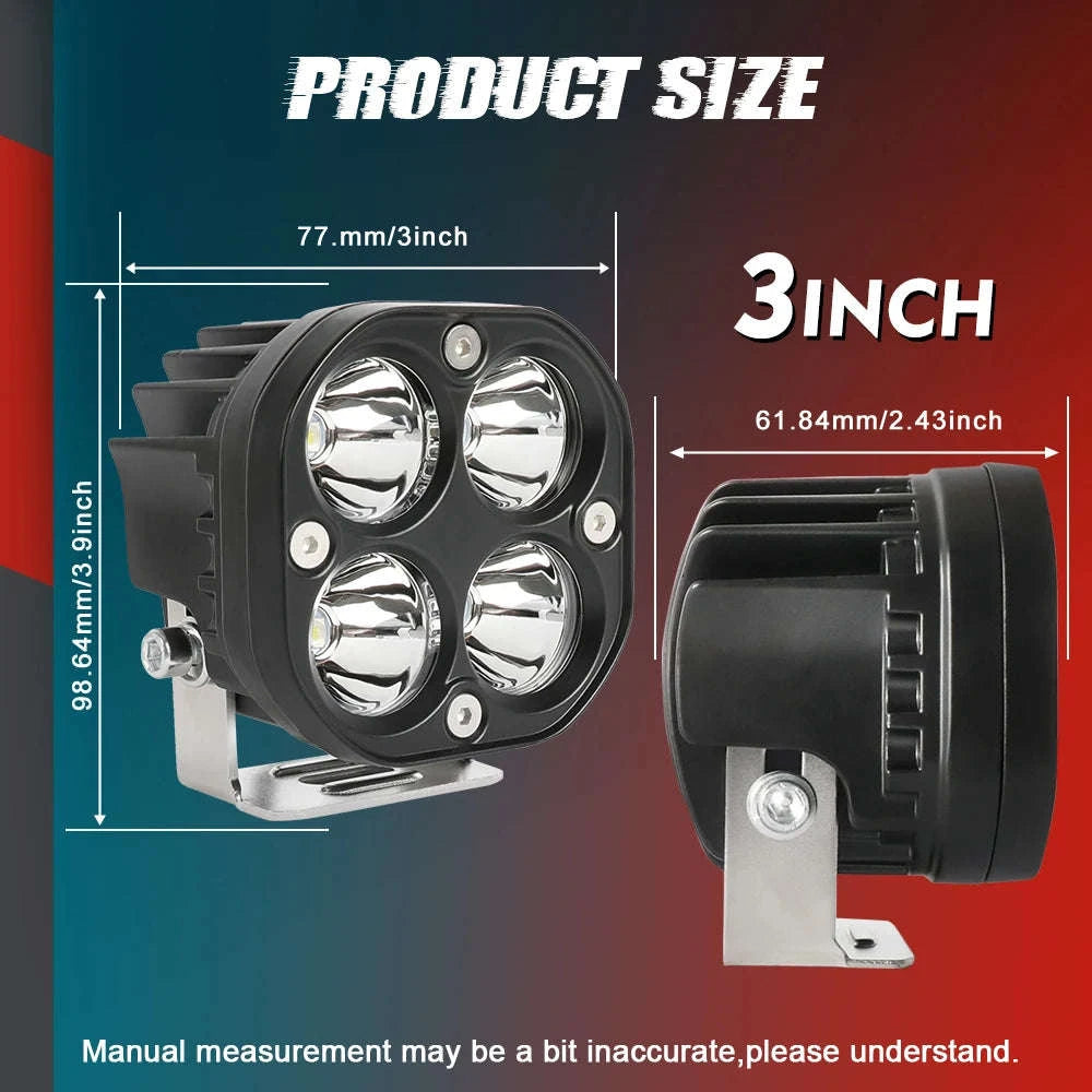 3 Inch LED Work Light 120W 12V 24V IP68-2PC White Light