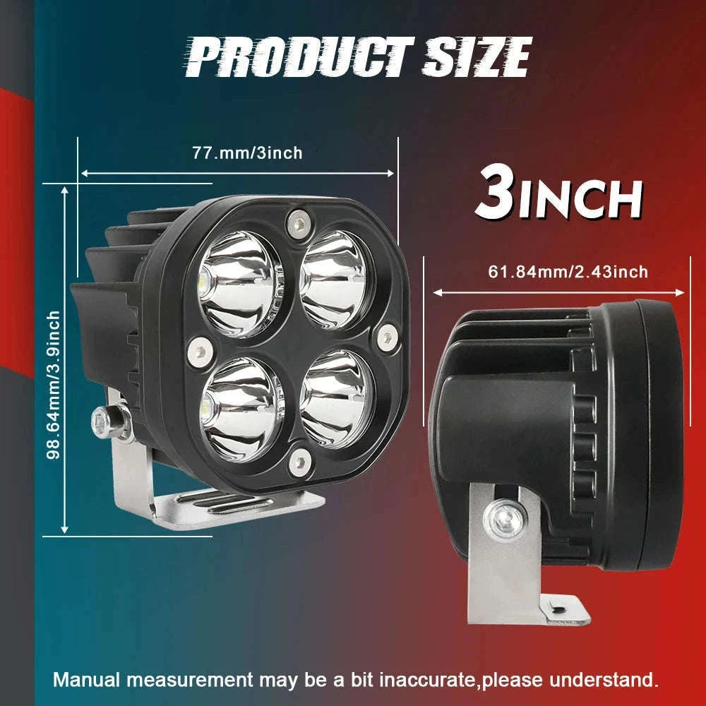 3 Inch LED Work Light 120W 12V 24V IP68-2PC White Light