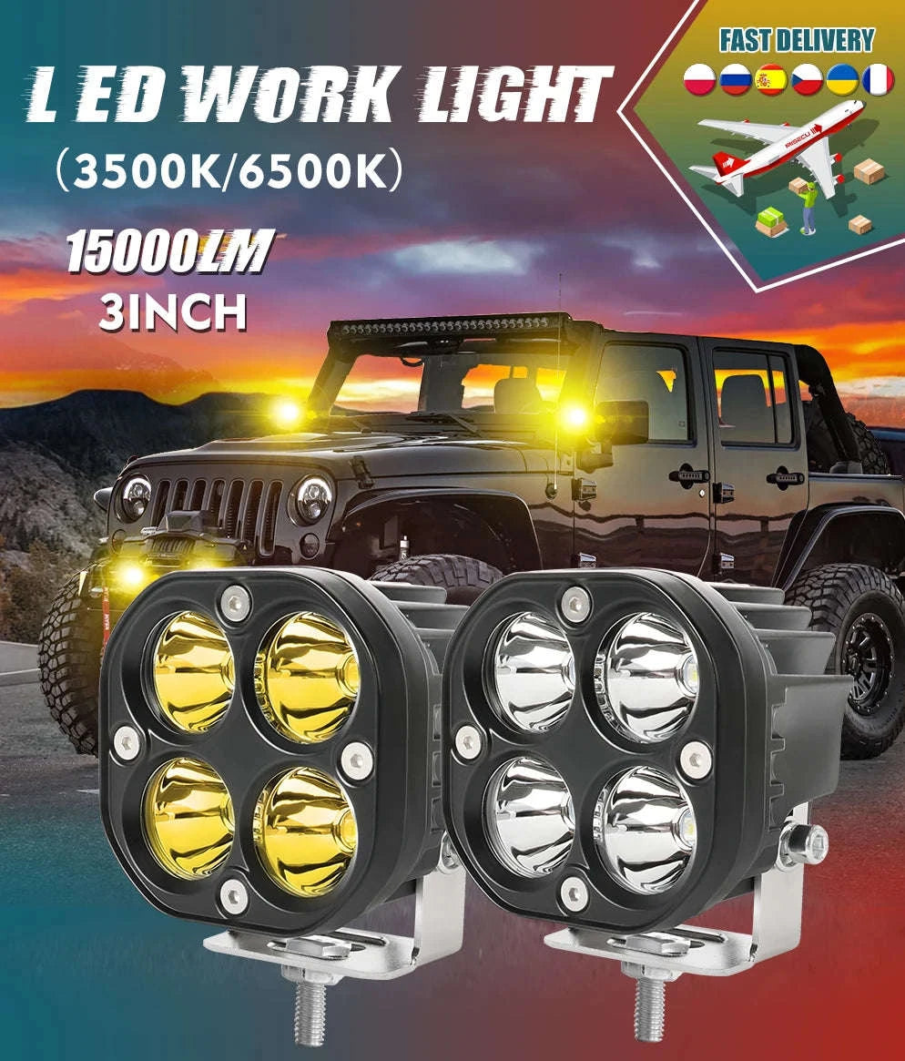 3 Inch LED Work Light 120W 12V 24V IP68-2PC White Light