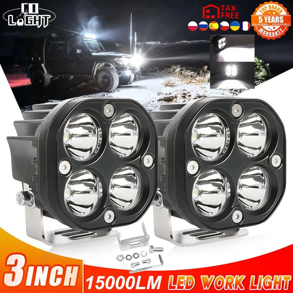 3 Inch LED Work Light 120W 12V 24V IP68-2PC White Light