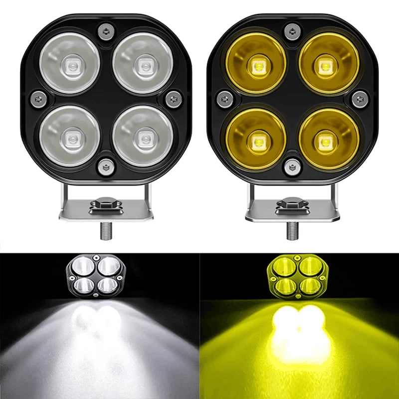 3 Inch LED Work Spot Lights 12V 24V Off-Road Fog Lights-Yellow light 22LED