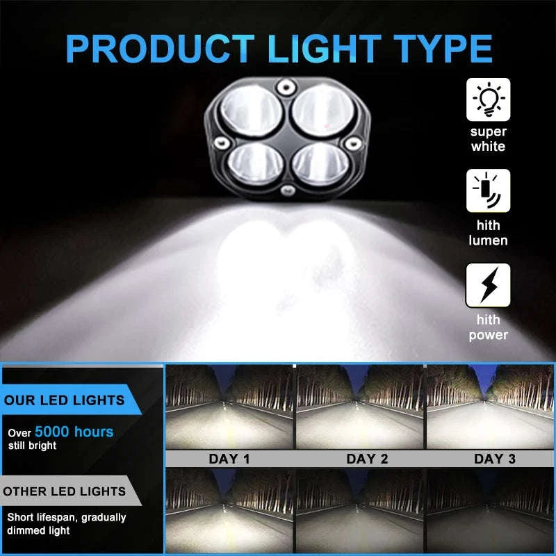 3 Inch LED Work Spot Lights 12V 24V Off-Road Fog Lights-Yellow light 22LED