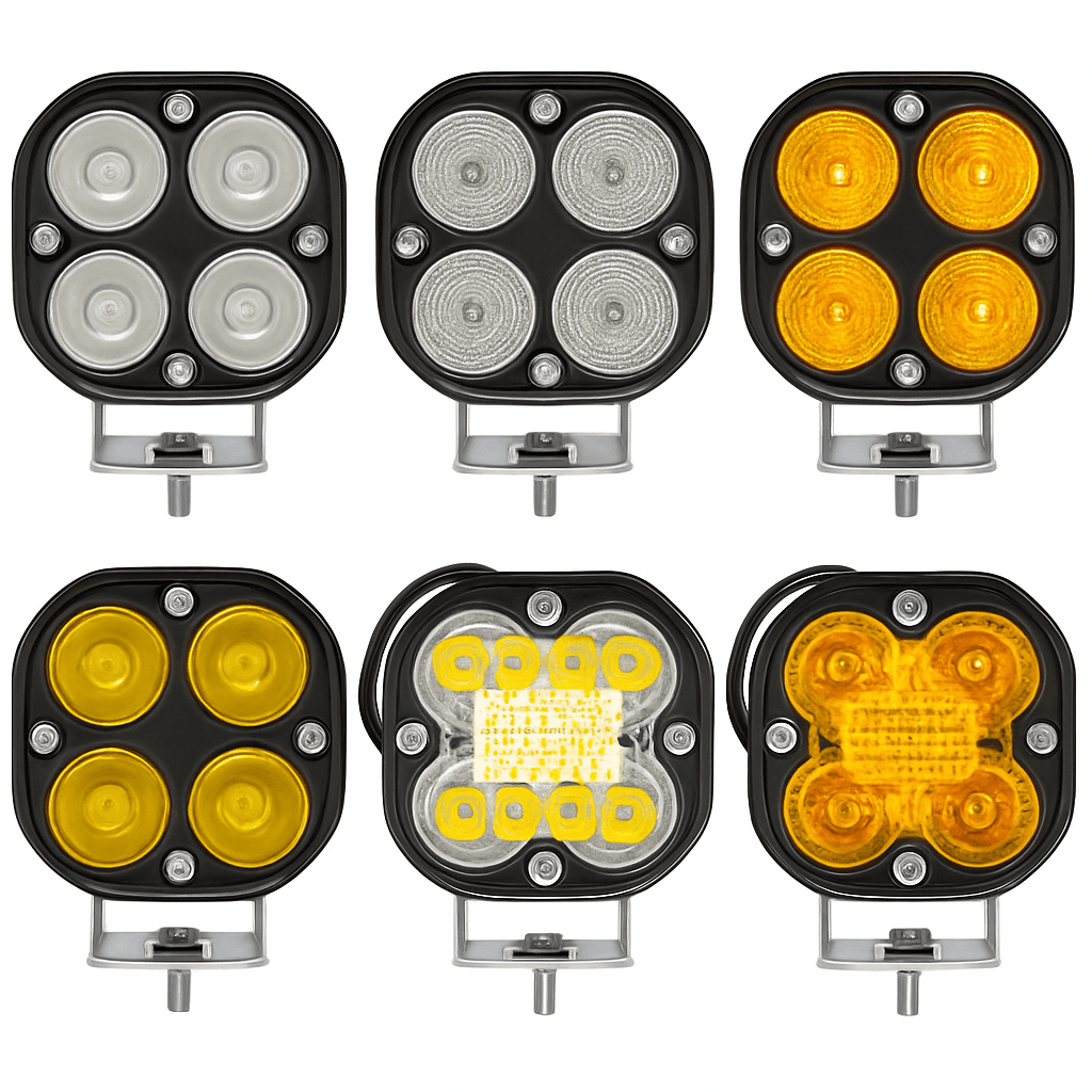 3 Inch Led Work Spotlights 12V 24V Pod Lights Headlights for Motorcycles Flood Led Bar Fog Lights for Car Truck 4x4 Off Road ATV-Yellow light 22LED
