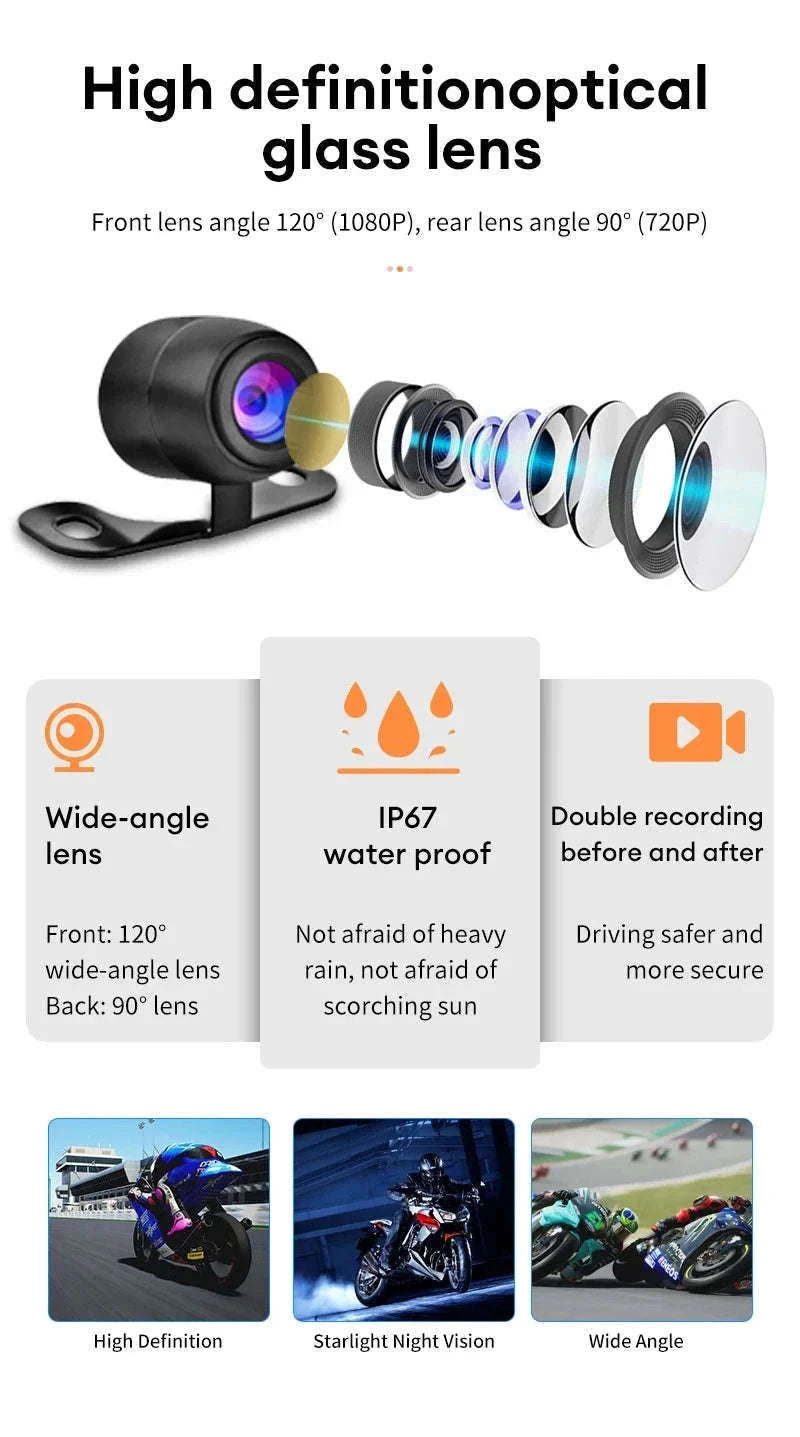 3 Inch Motorcycle Dashcam Waterproof Front and Rear DVR-SE60-DVR