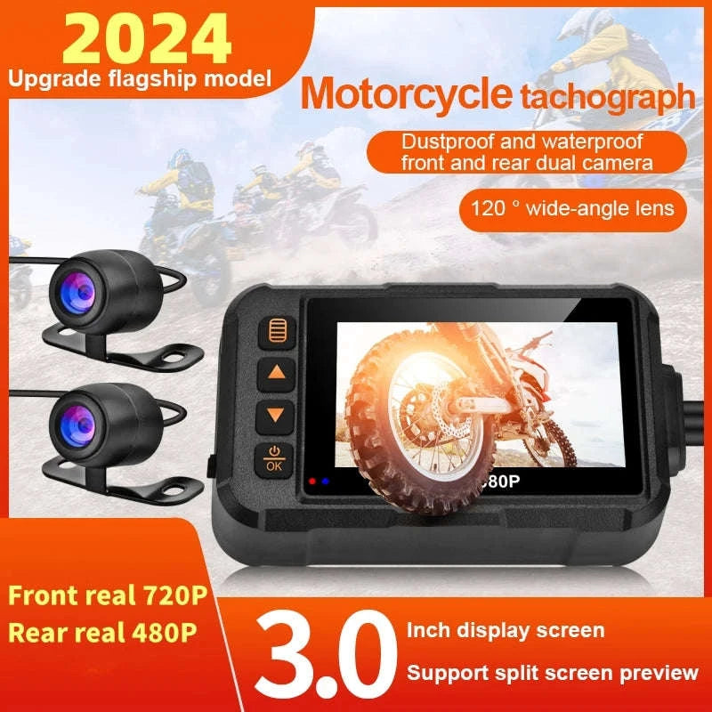 3 Inch Motorcycle Dashcam Waterproof Front & Rear DVR Camera-SE60-DVR