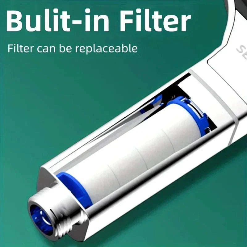 3‑Mode High Pressure Shower Head with Adjustable Spray-Black Set