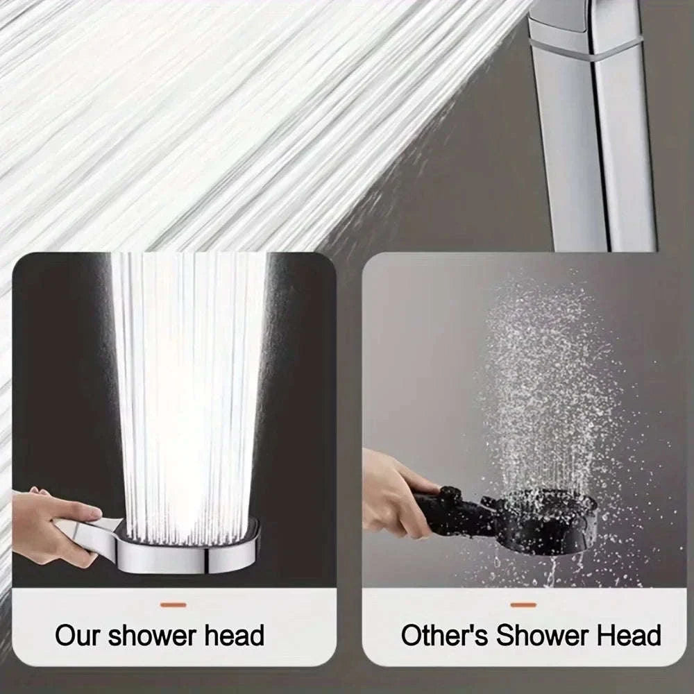 3‑Mode High Pressure Shower Head with Adjustable Spray-Black Set