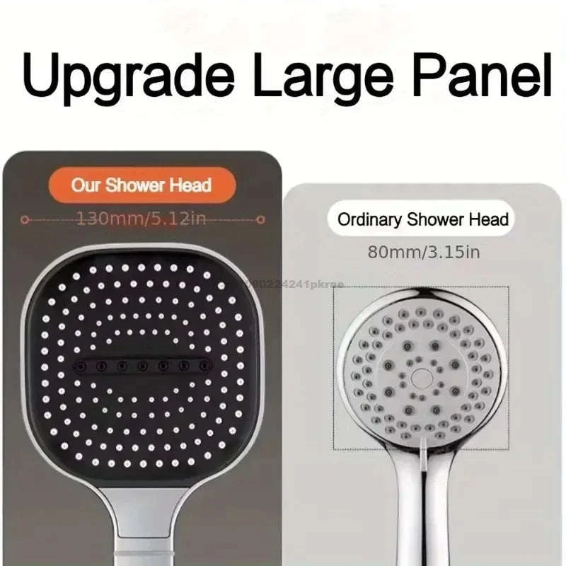 3‑Mode High Pressure Shower Head with Adjustable Spray-Black Set