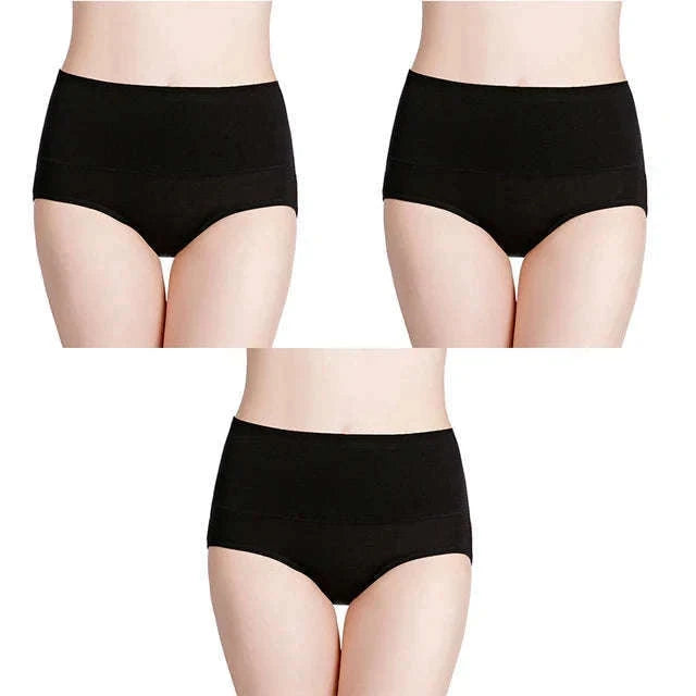 3-Pack High Waist Cotton Briefs for Women – Soft Breathable Plus Size Panties-11 / L / China Mainland|3pcs