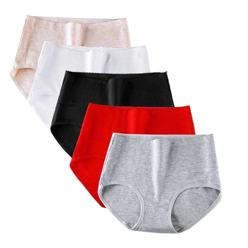 3-Pack High Waist Cotton Briefs for Women – Soft Breathable Plus Size Panties-11 / L / China Mainland|3pcs