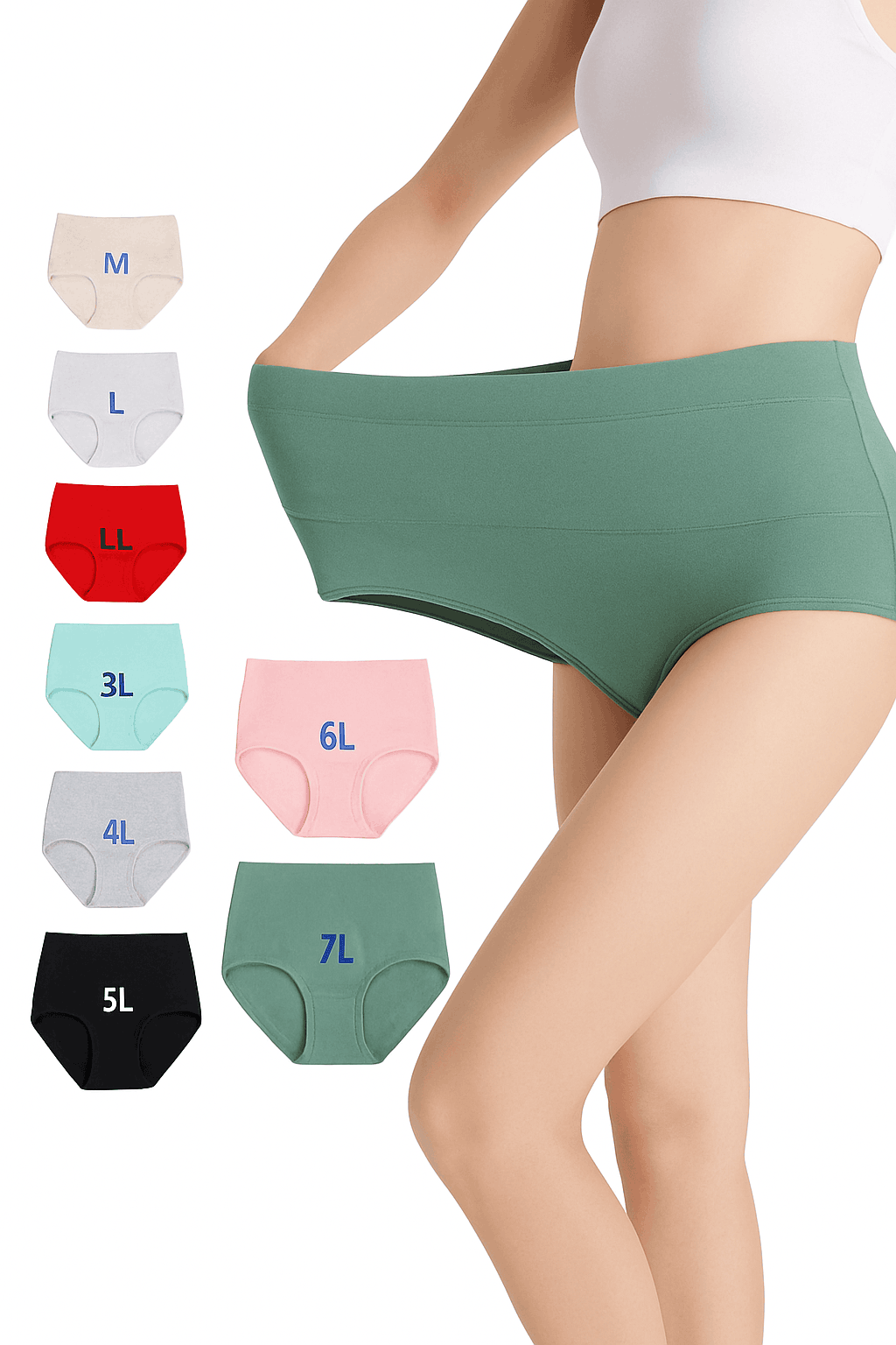 3-Pack High Waist Cotton Briefs for Women – Soft Breathable Plus Size Panties-11 / L / China Mainland|3pcs