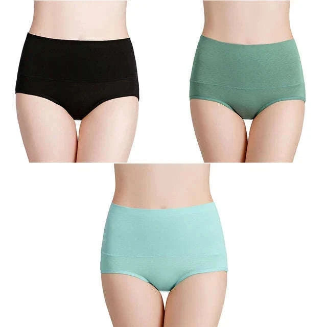 3-Pack High Waist Cotton Briefs for Women – Soft Breathable Plus Size Panties-11 / L / China Mainland|3pcs