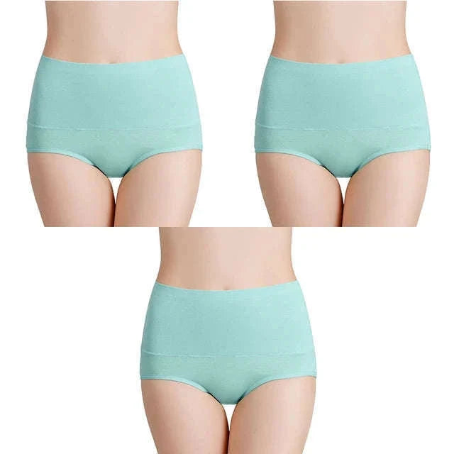 3-Pack High Waist Cotton Briefs for Women – Soft Breathable Plus Size Panties-11 / L / China Mainland|3pcs