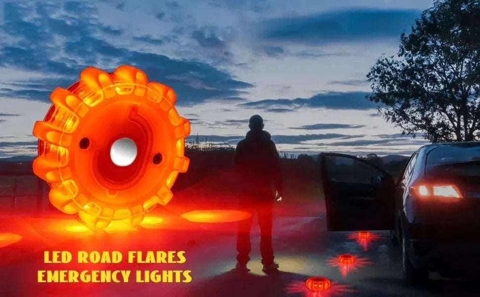 3 Pack LED Road Flares Rechargeable Emergency Warning Lights-3 Pack Rechargeable
