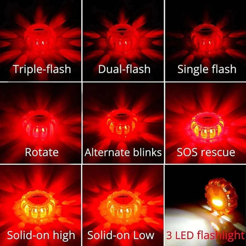 3 Pack LED Road Flares Rechargeable Emergency Warning Lights-3 Pack Rechargeable