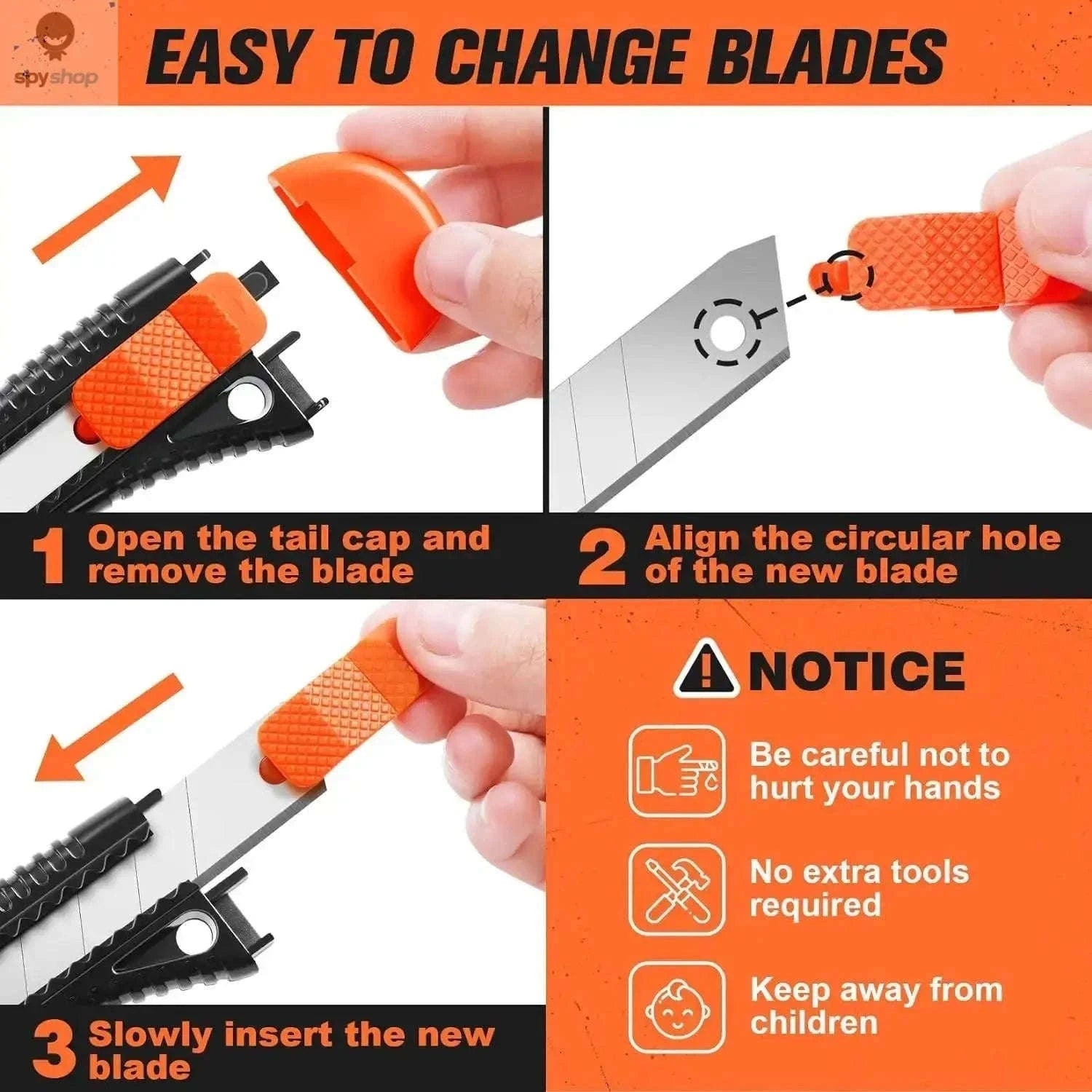 3-Pack Retractable Utility Knife Box Cutters with 10 Blades-3Knife 10Blades