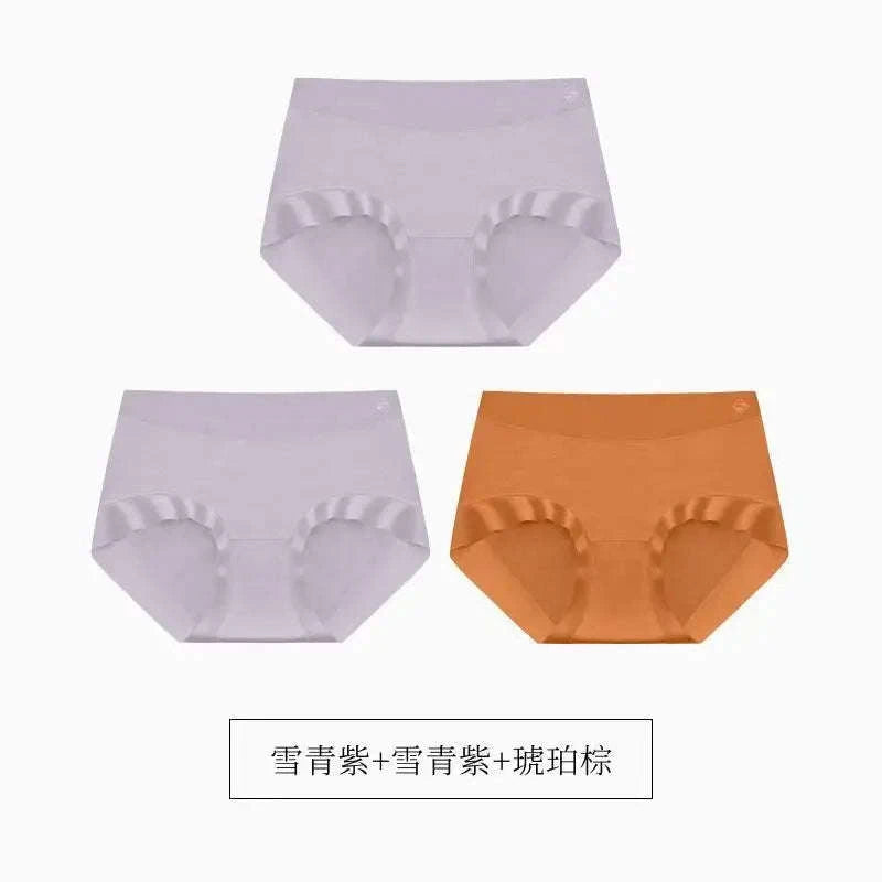 3-Pack Seamless Breathable Women’s Briefs Soft Stretch Mid-Rise Underwear-skin / XXL(70-80kg) / 3pcs