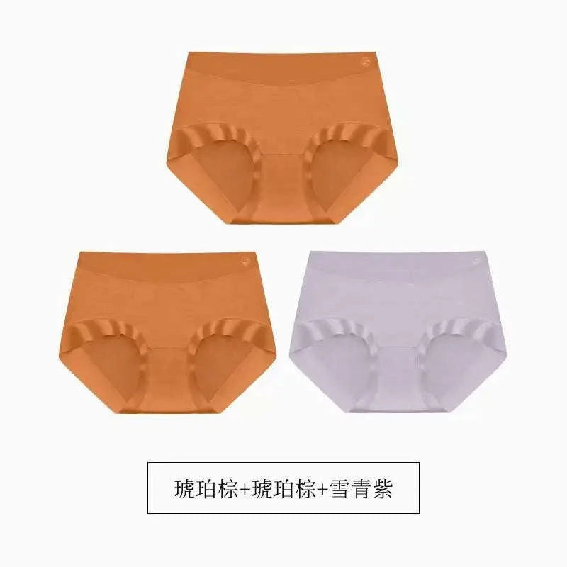 3-Pack Seamless Breathable Women’s Briefs Soft Stretch Mid-Rise Underwear-skin / XXL(70-80kg) / 3pcs