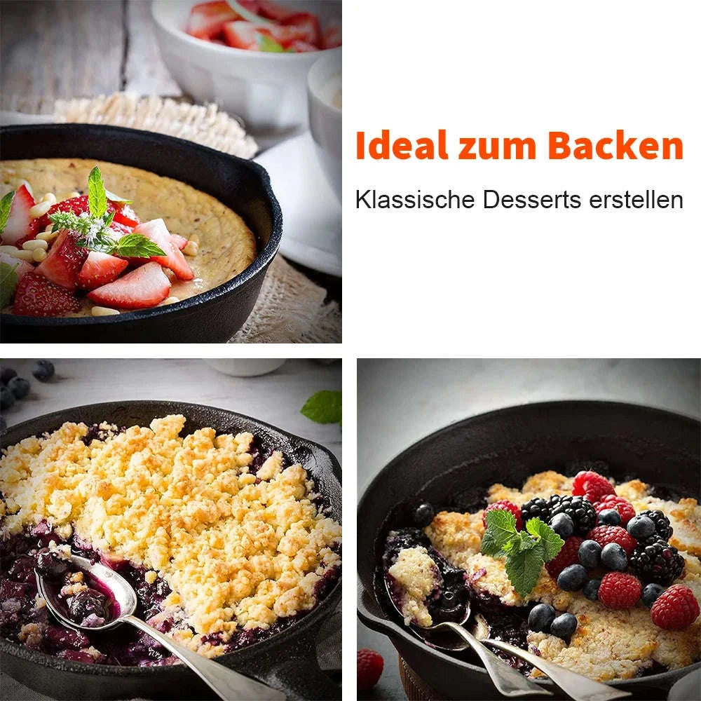 3‑Piece Cast Iron Frying Pan Set for Everyday Cooking-1 set / GERMANY