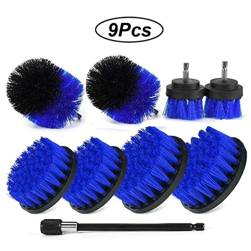 3-Piece Electric Scrubber Brush Drill Kit-Blue 3pcs brush
