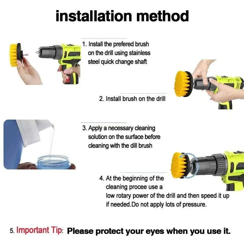 3-Piece Electric Scrubber Brush Drill Kit-Blue 3pcs brush