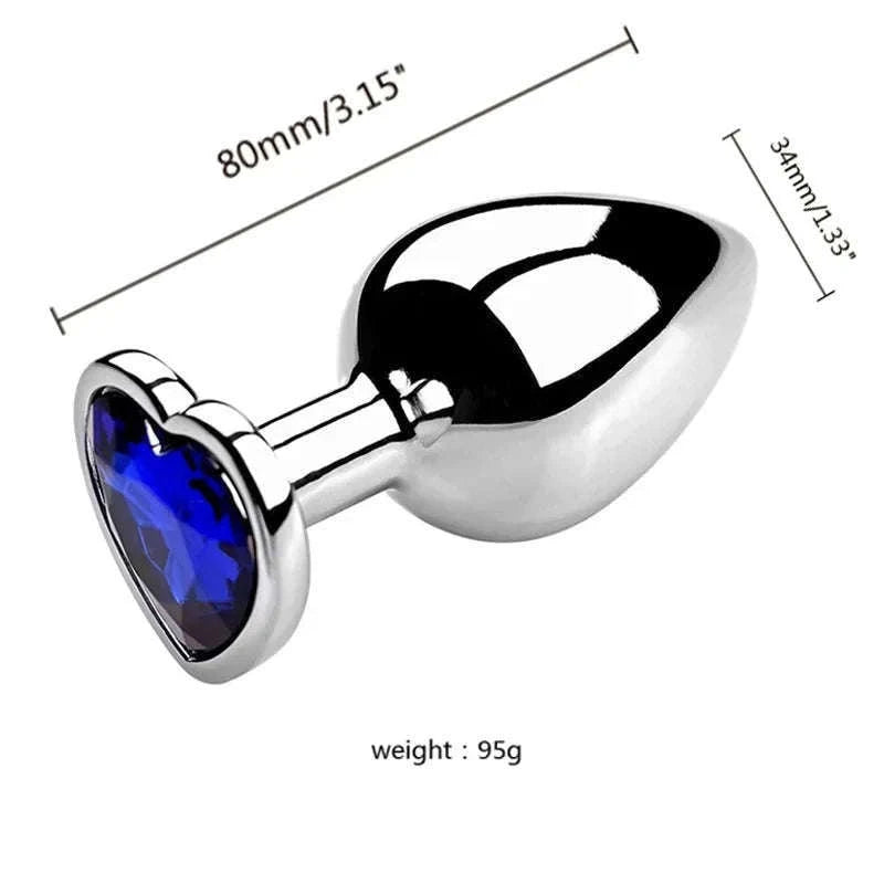 3-Piece Metal Anal Plug Set with Jewel Base-AP01-L-ZX-BK