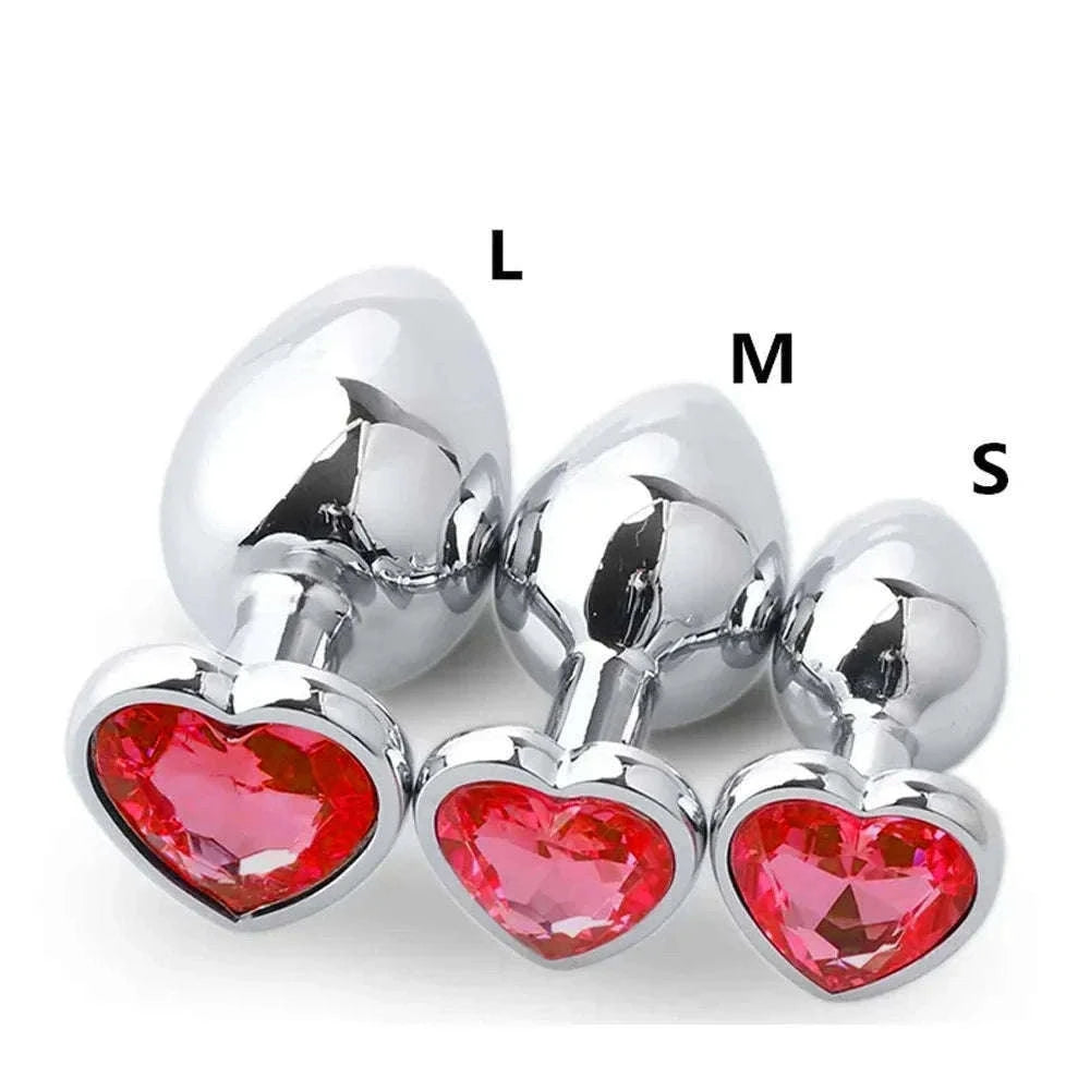 3-Piece Metal Anal Plug Set with Jewel Base-AP01-L-ZX-BK