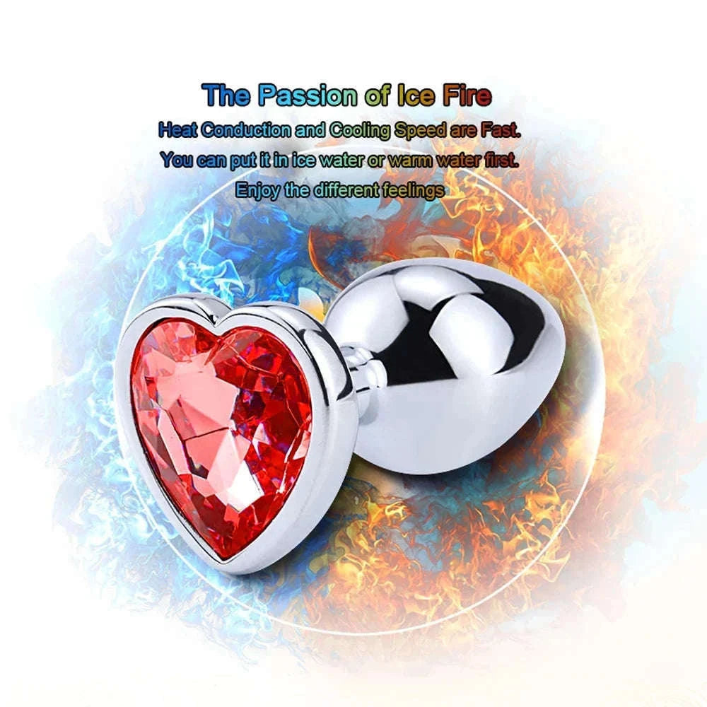 3-Piece Metal Anal Plug Set with Jewel Base-AP01-L-ZX-BK