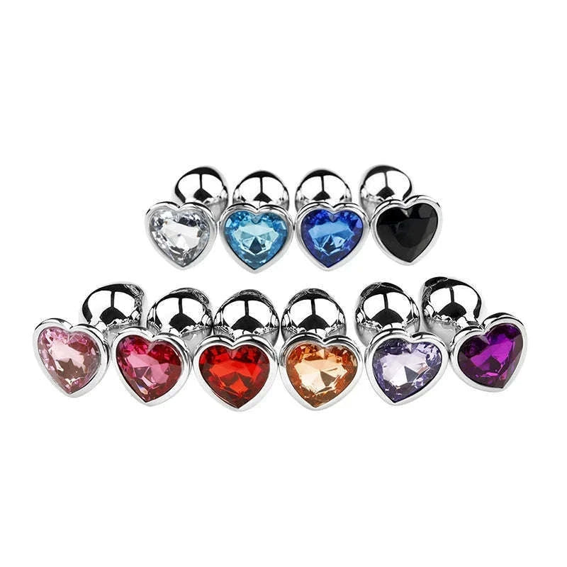 3-Piece Metal Anal Plug Set with Jewel Base-AP01-L-ZX-BK