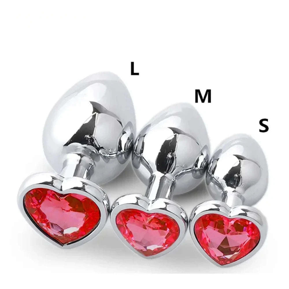 3‑Piece Metal Anal Plug Set with Jewel Base-AP01-L-ZX-BK