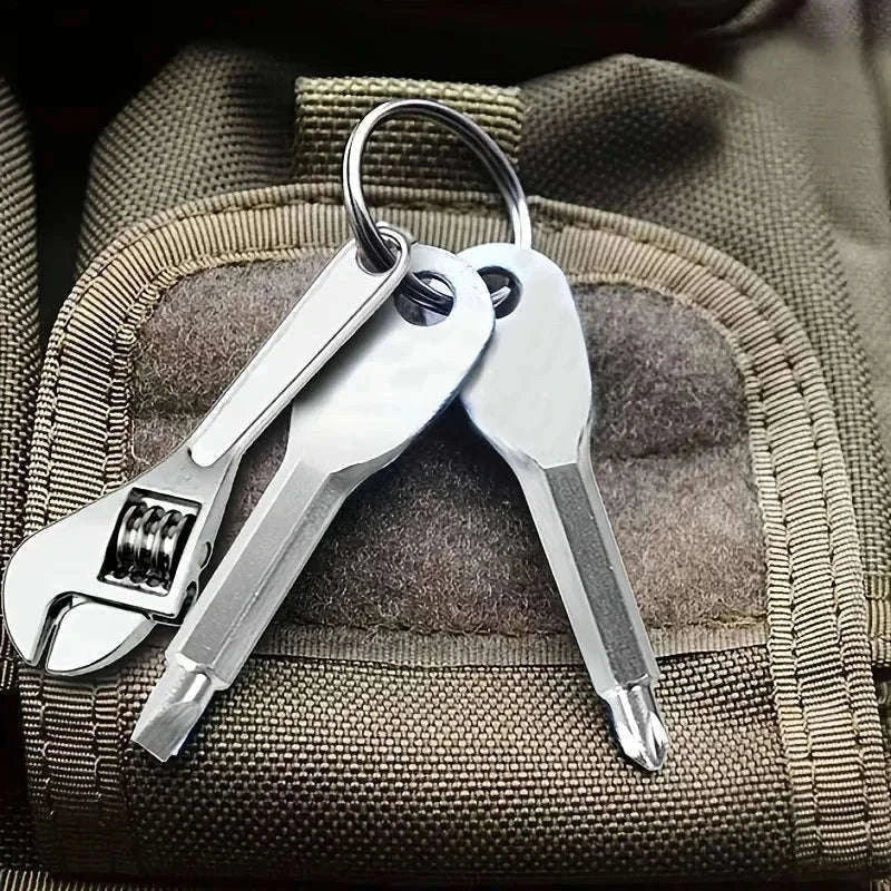 3-Piece Mini Screwdriver Set and Multifunctional Wrench Keychain-3pcs