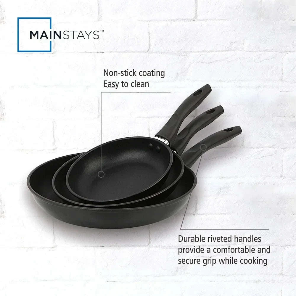 3-Piece Nonstick Aluminum Skillet Set with Even Heat & Easy Clean-United States