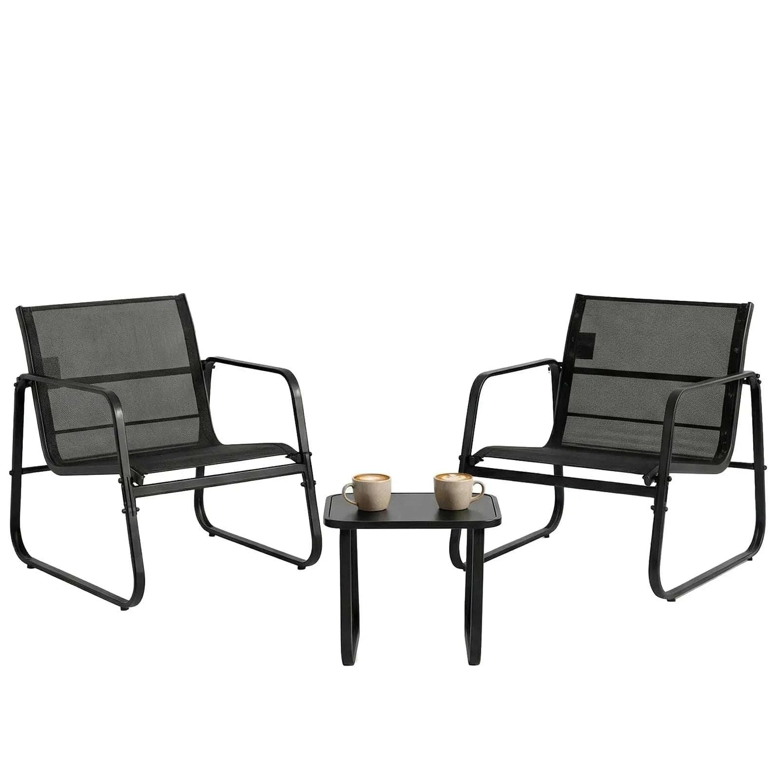3-Piece Outdoor Patio Furniture Set with Metal Frame & Mesh Seats-black / United States