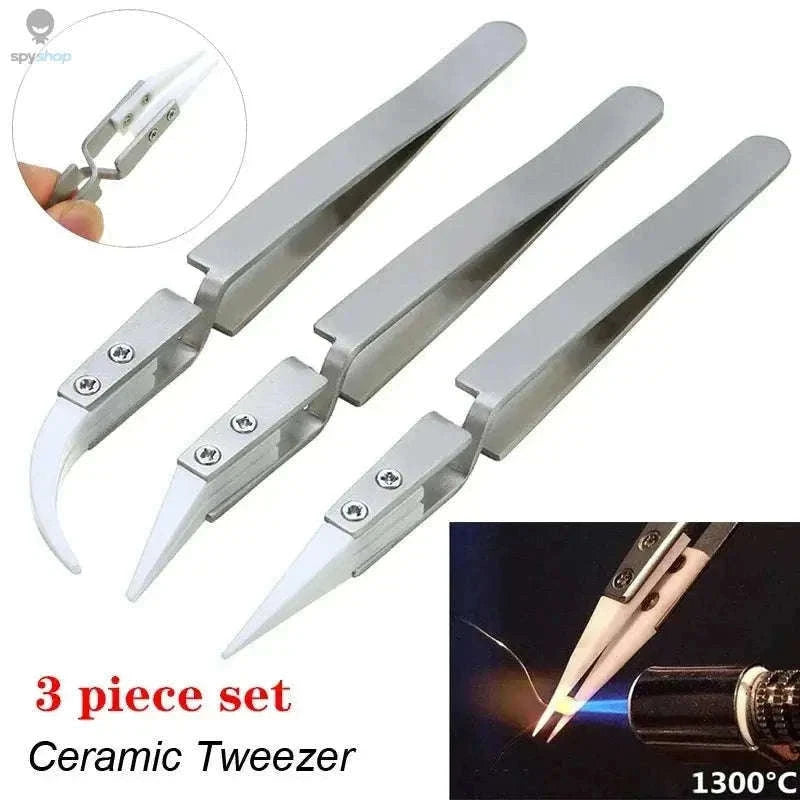 3-Piece Precision Ceramic Soldering Tweezers Set-3pcs
