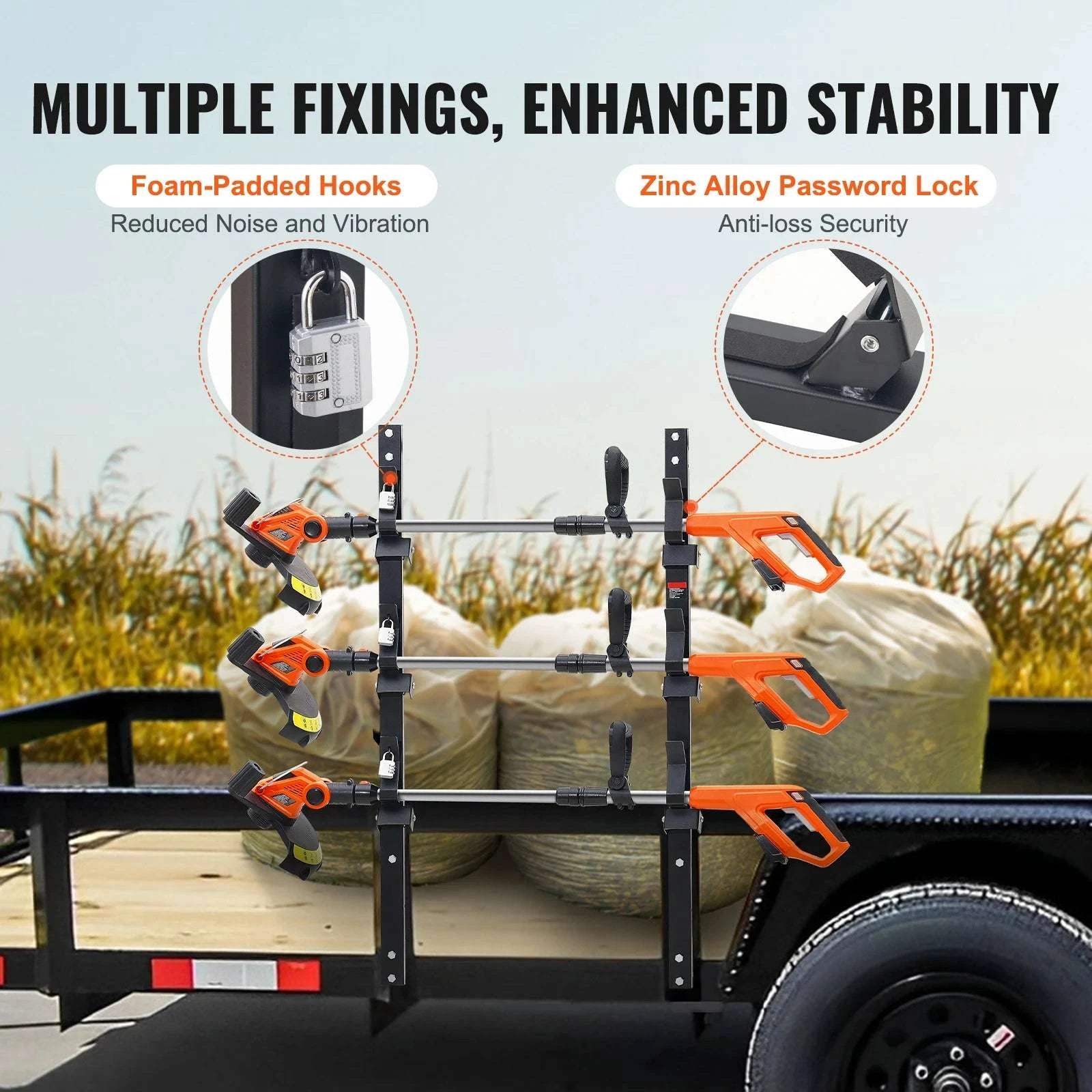 3-Place Weed Trimmer Rack with Lock Wall or Trailer Mount-black / CZECH REPUBLIC