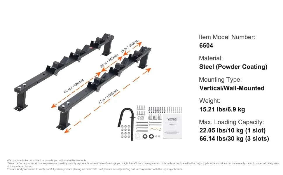 3-Place Weed Trimmer Rack with Lock Wall or Trailer Mount-black / CZECH REPUBLIC