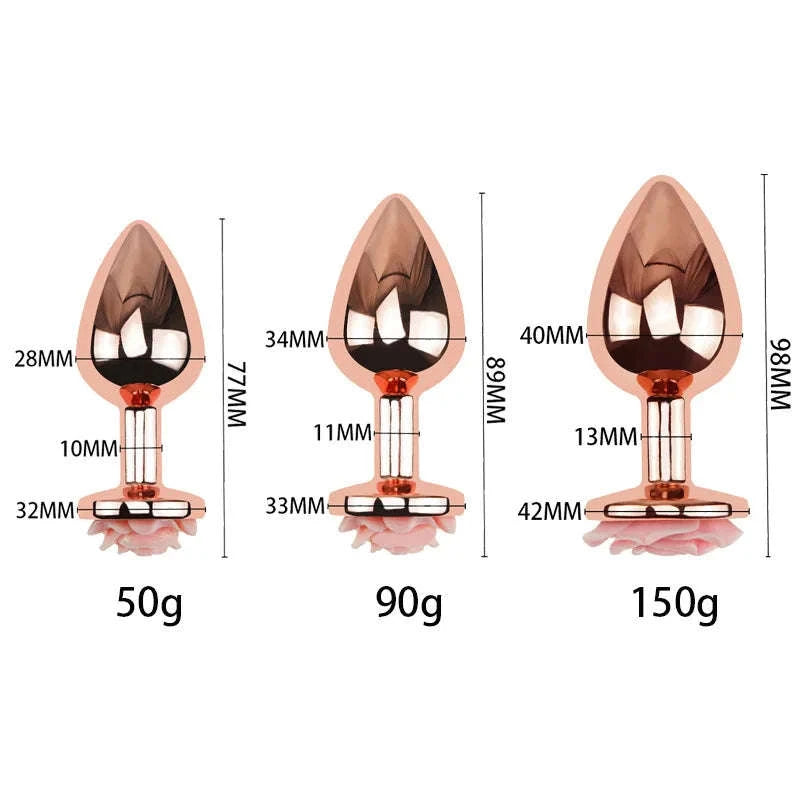 3-Size Rose Shaped Anal Plug-M