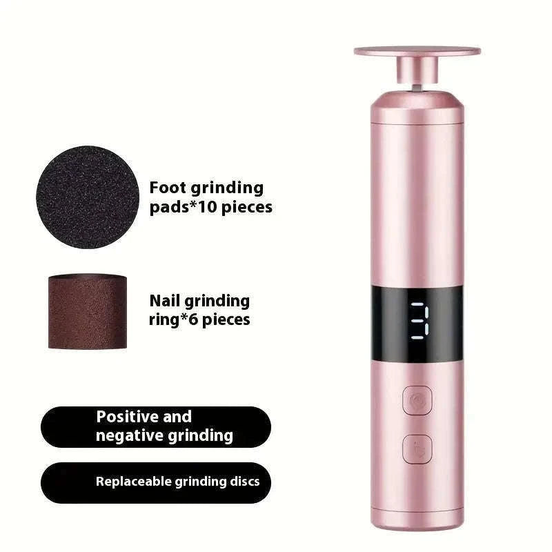 3-Speed LCD Foot and Hand Care Tool with 16 Heads-Light Grey