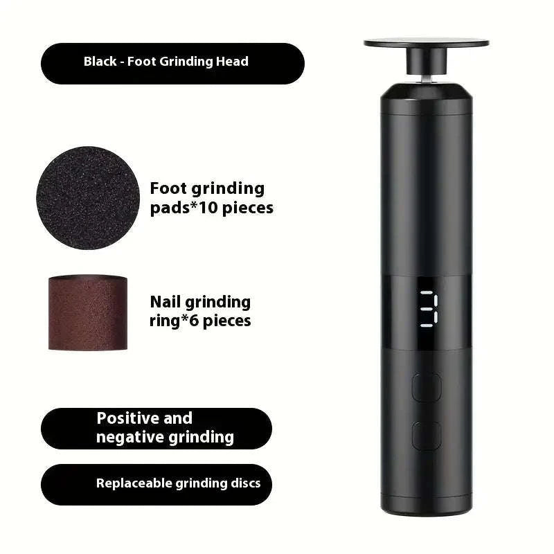 3-Speed LCD Foot and Hand Care Tool with 16 Interchangeable Heads-Light Grey