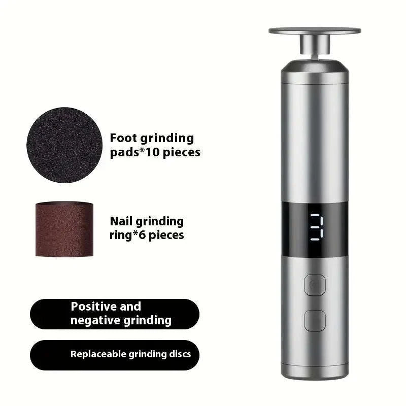 3-Speed LCD Foot and Hand Care Tool with 16 Interchangeable Heads-Light Grey