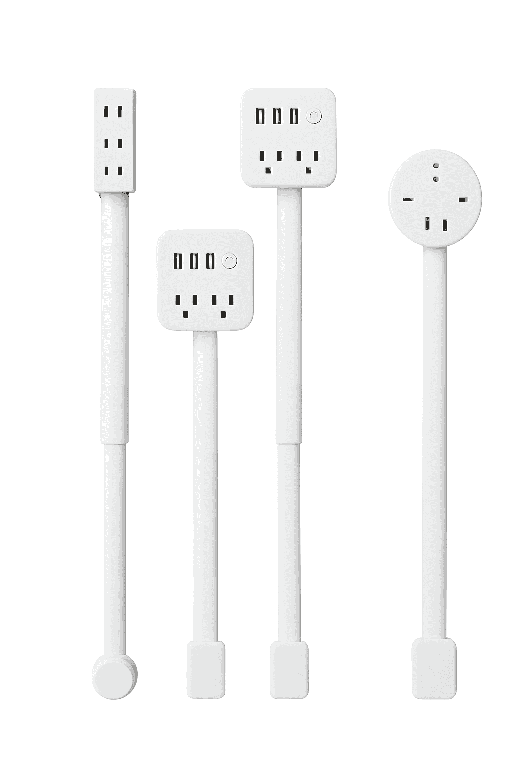 3 Style Retractable Sockets in Various Shapes US Plug Power Strip with AC Outlets USB Port(USB-A/C),Adjustable Electrical Outlet Extender Stick,Multi Socket Wall Socket Universal for Hard-to-Reach Wall Outlets Behind Couch,Be-WHITE / Round /