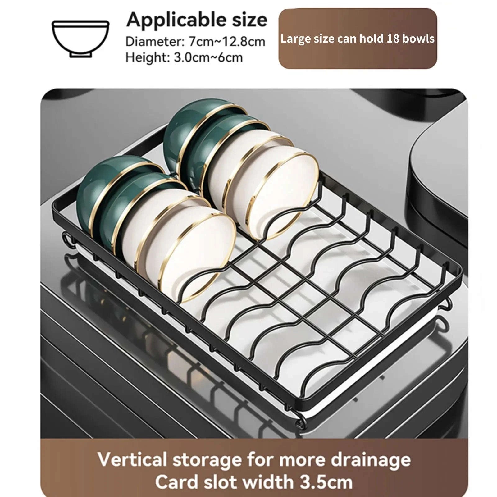 3-Tier Dish Drying Rack with Drainboard & Utensil Holders-black / france / 3-tier