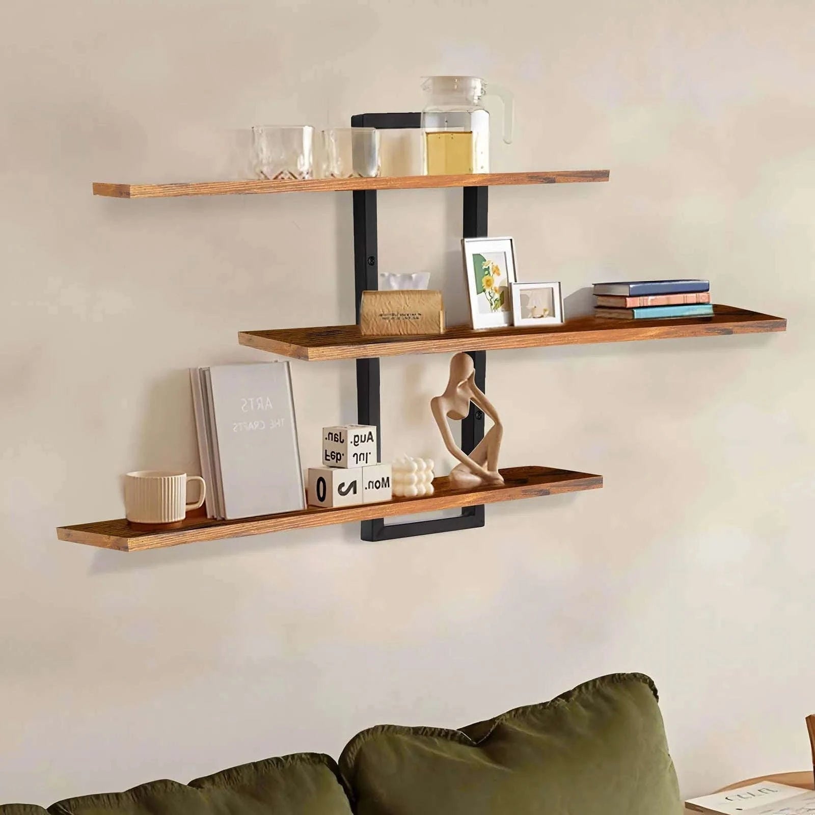 3-Tier Floating Wall Shelves Adjustable Rustic Storage Rack-3 Layers / france