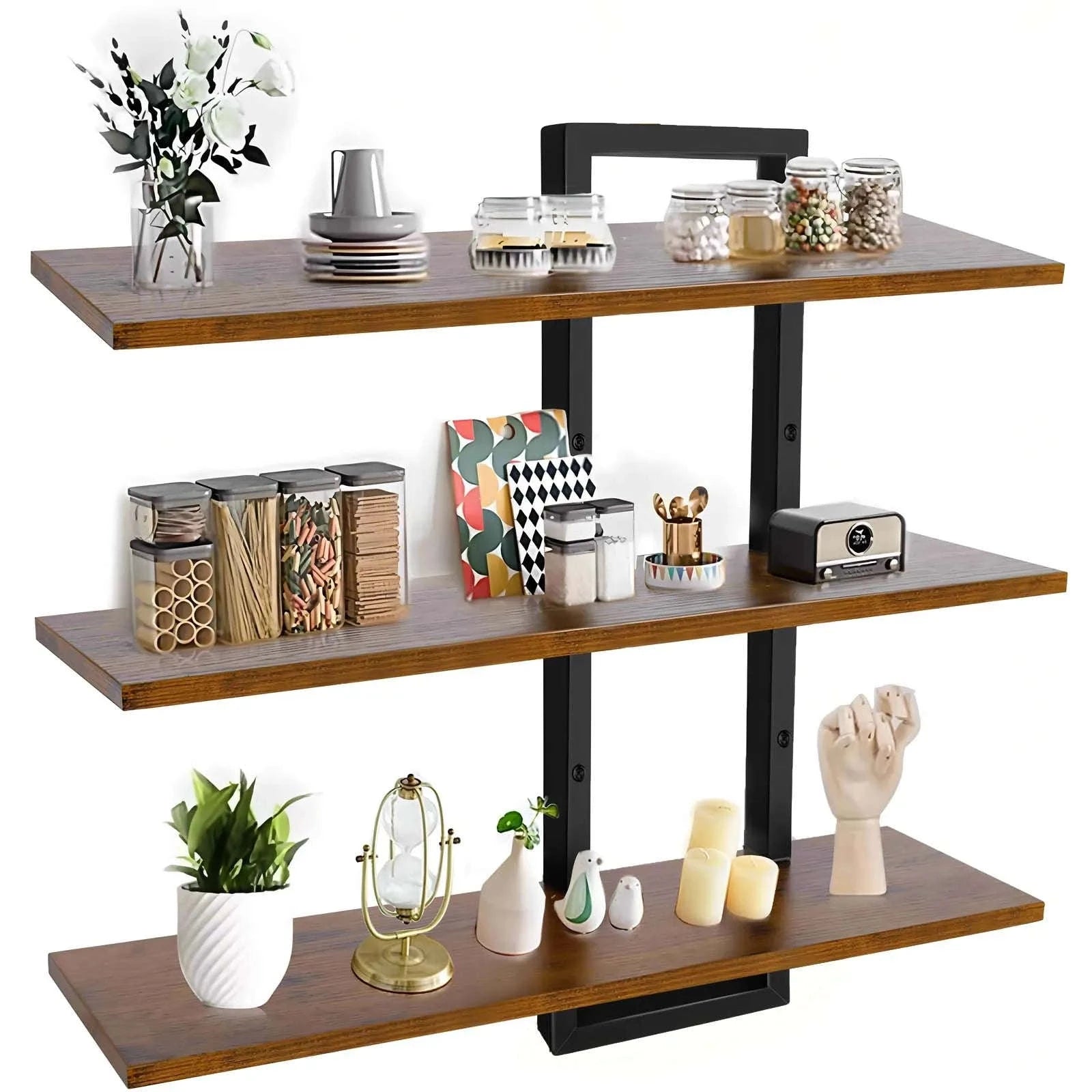 3-Tier Floating Wall Shelves Adjustable Rustic Storage Rack-3 Layers / france