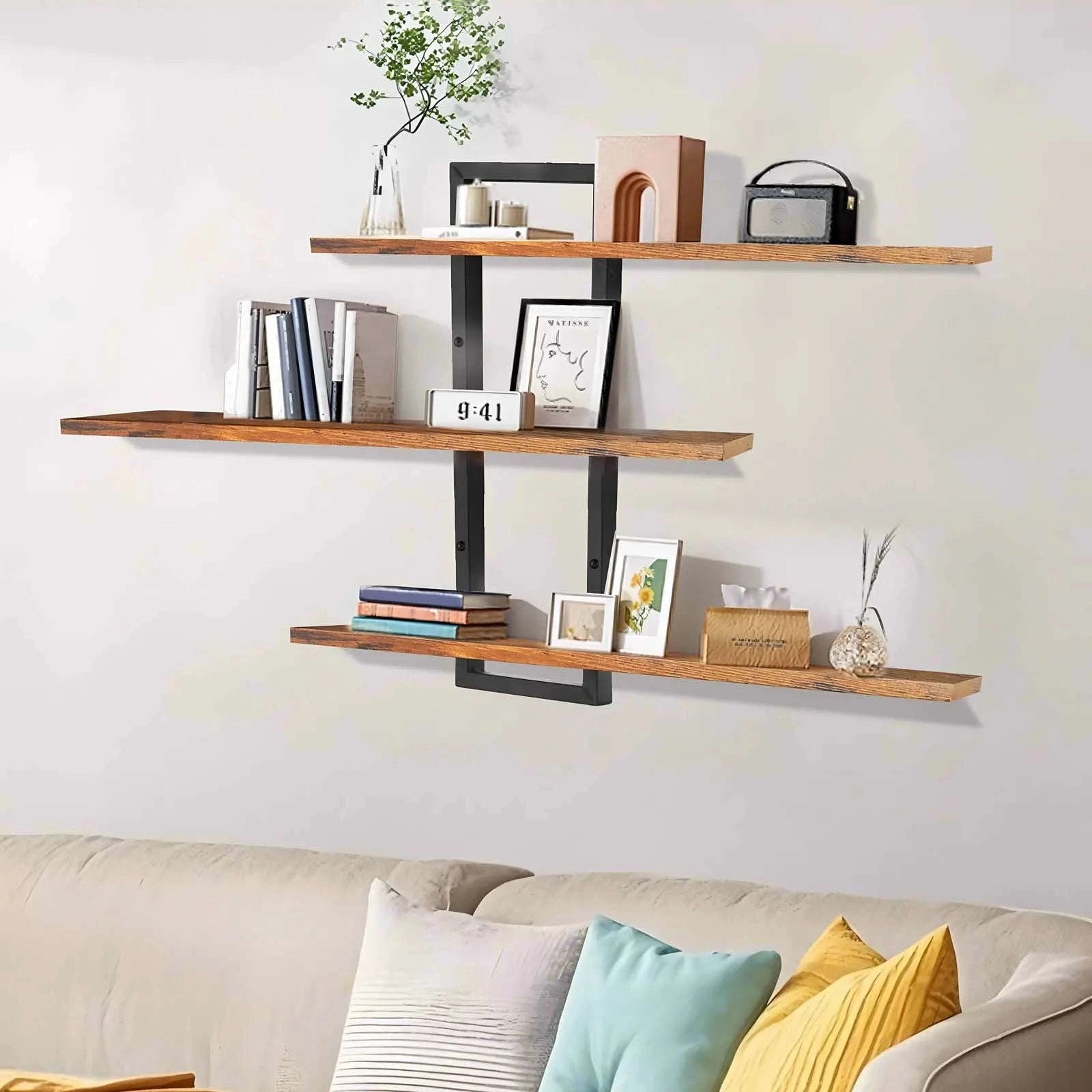 3-Tier Floating Wall Shelves Adjustable Rustic Storage Rack-3 Layers / france