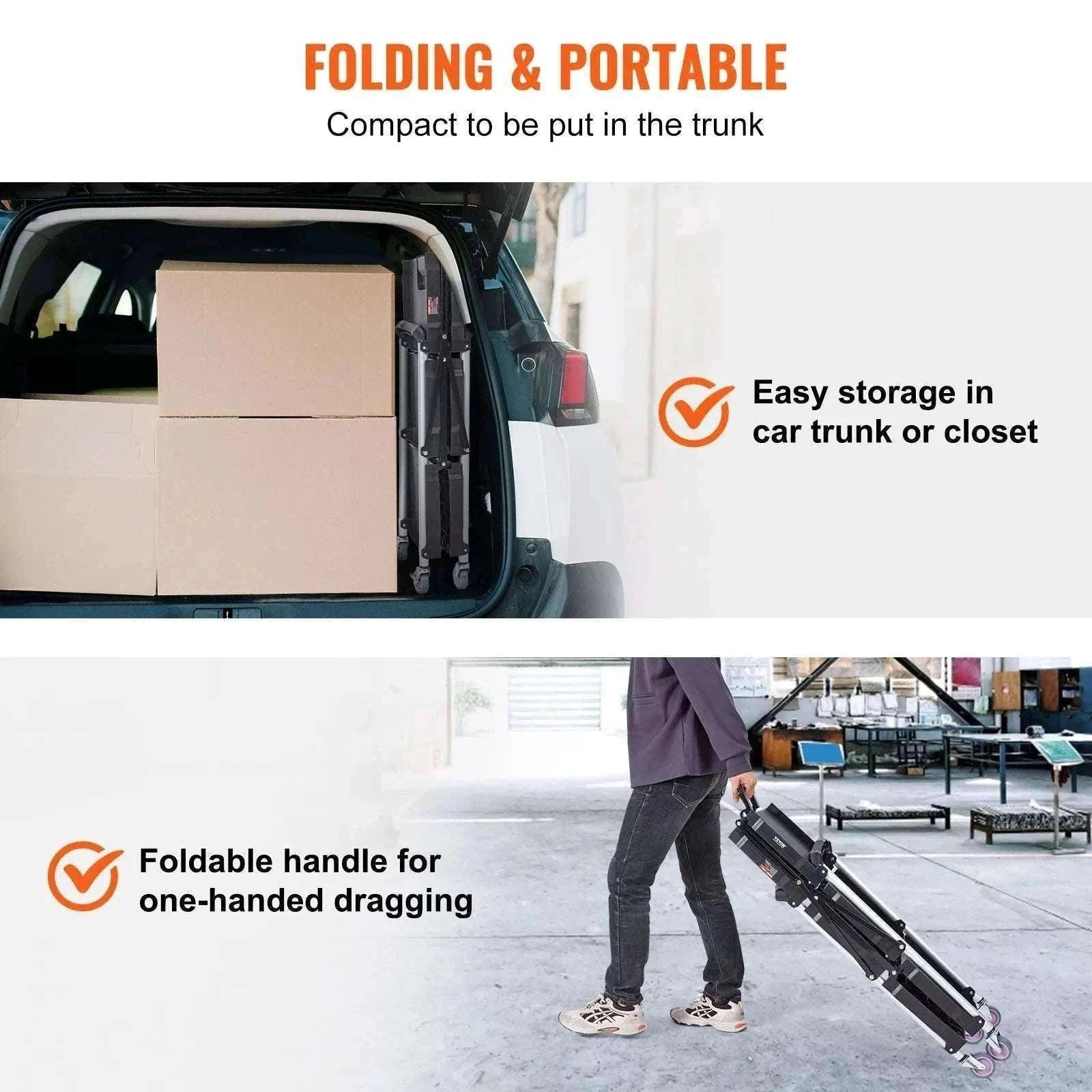 3-Tier Folding Rolling Utility Cart with Wheels, 165lb Capacity-3 layers 15.87lbs / United States