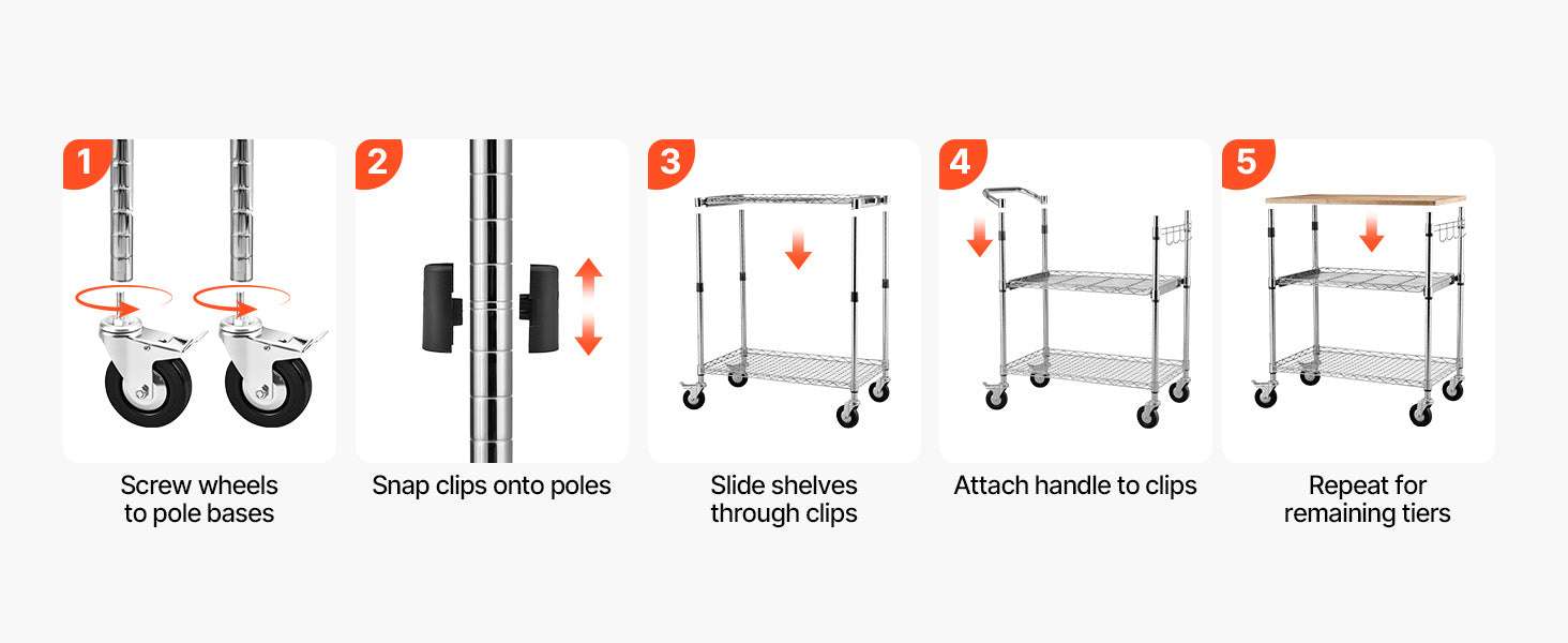 3-Tier Kitchen Utility Cart with Adjustable Shelves and Wheels-30x18x36 in / United States