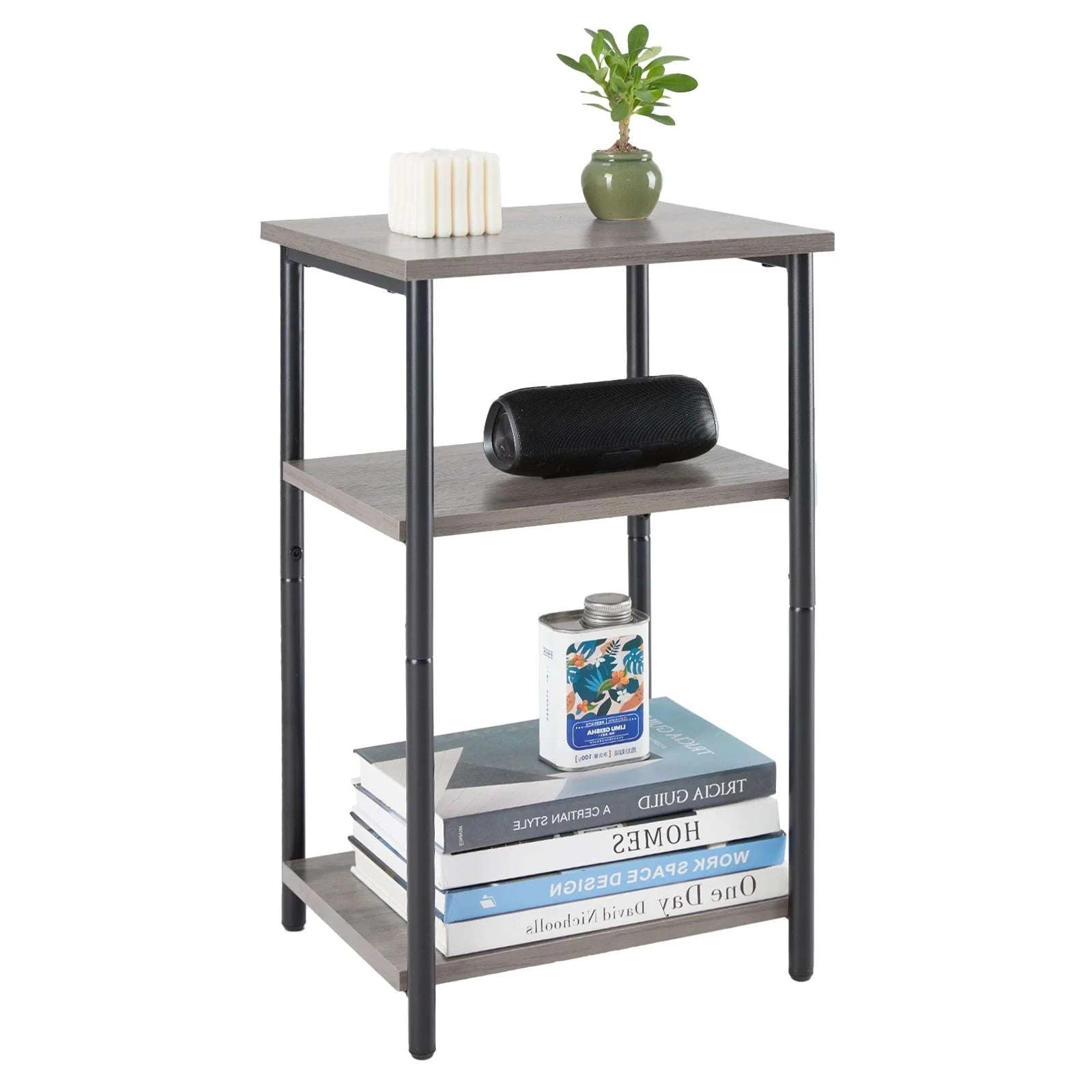 3-Tier Narrow End Table with Storage & Adjustable Feet-2Pack Rust / United States