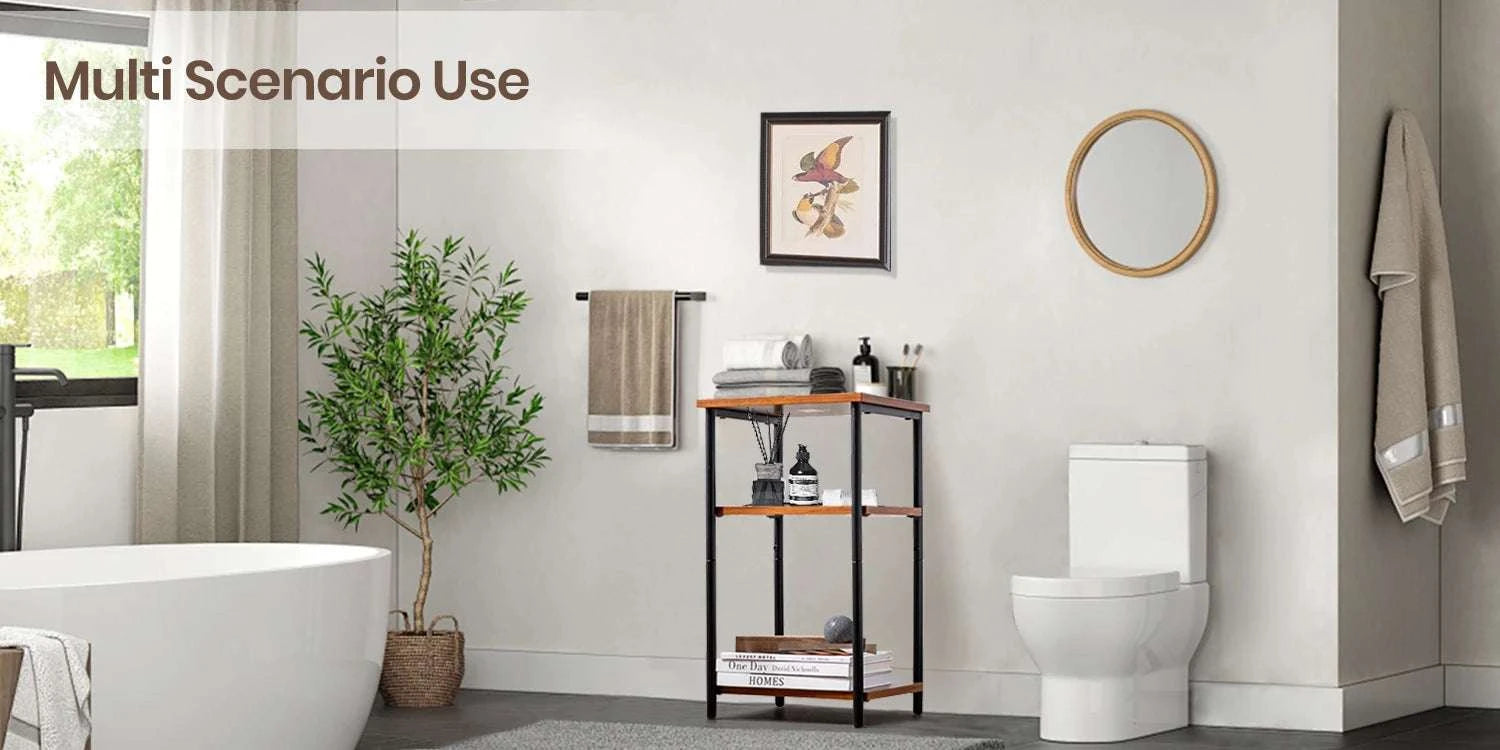 3-Tier Narrow End Table with Storage & Adjustable Feet-2Pack Rust / United States