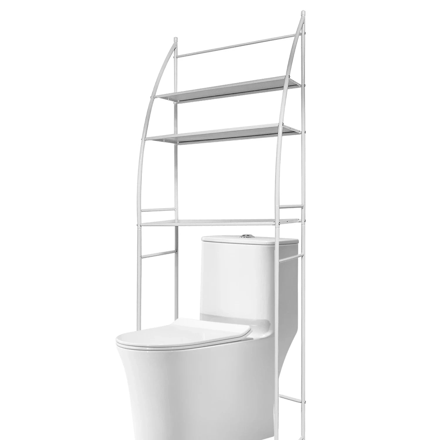 3-Tier Over Toilet Storage Rack Space-Saving Metal Organizer Shelf-WHITE / france